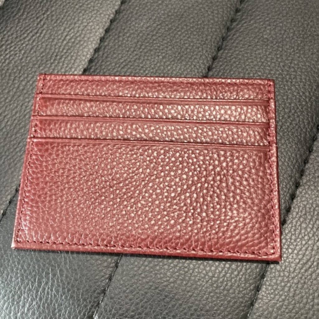 Genuine Leather Wine Red Card Holder